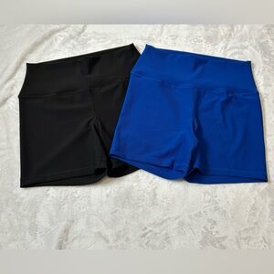 90 Degree Ribbed Biker Shorts | Size XL | Black & Blue